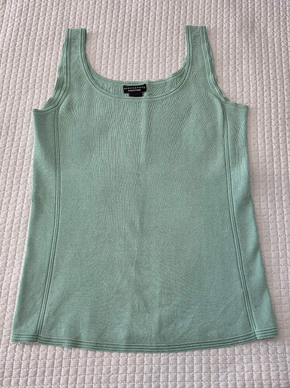 Doncaster Collection Silk Light Mint Scoop Neck Ribbed Tank, Size L